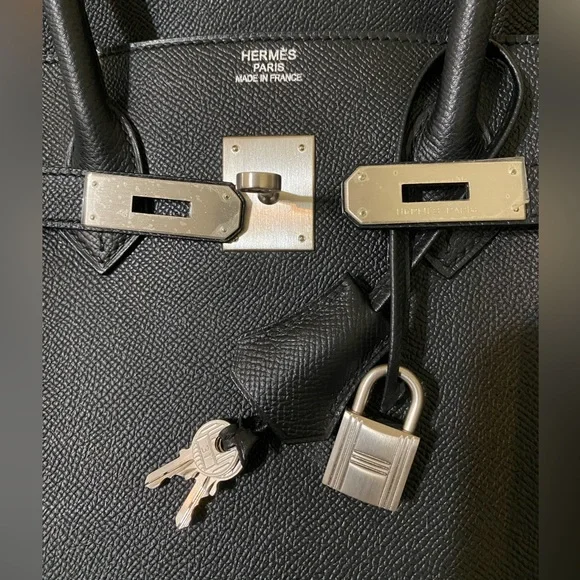 HP🎉RARE HERMÈS BIRKIN BRUSHED PALLADIUM HW EPSOM BLACK LEATHER 35 cm - Picture 8 of 16